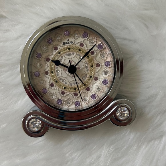 Bulova Elegant Silver and Purple Wall Clock - Picture 1 of 5